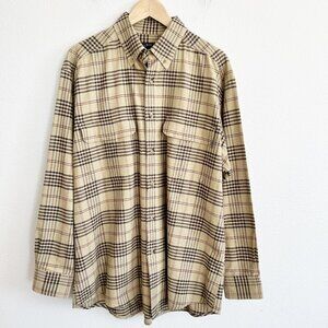 Woolrich Shirt Plaid Barley Tan Button Down Long Sleeve Classic Outdoor